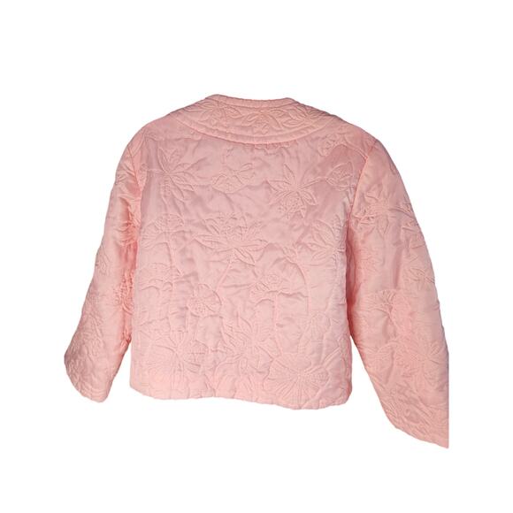 Neiman Marcus Pink Quilted Jacket Sz M Vintage Floral Pattern - Picture 4 of 7